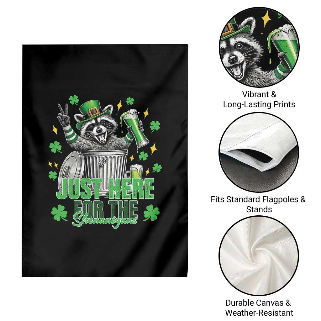 Funny Raccoon Drinking Beer St Patricks Day Garden Flag Just Here For The Shenanigans TS14 Print Your Wear