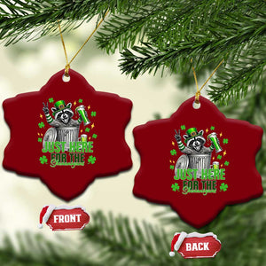 Funny Raccoon Drinking Beer St Patricks Day Ceramic Ornament Just Here For The Shenanigans TS14 Print Your Wear