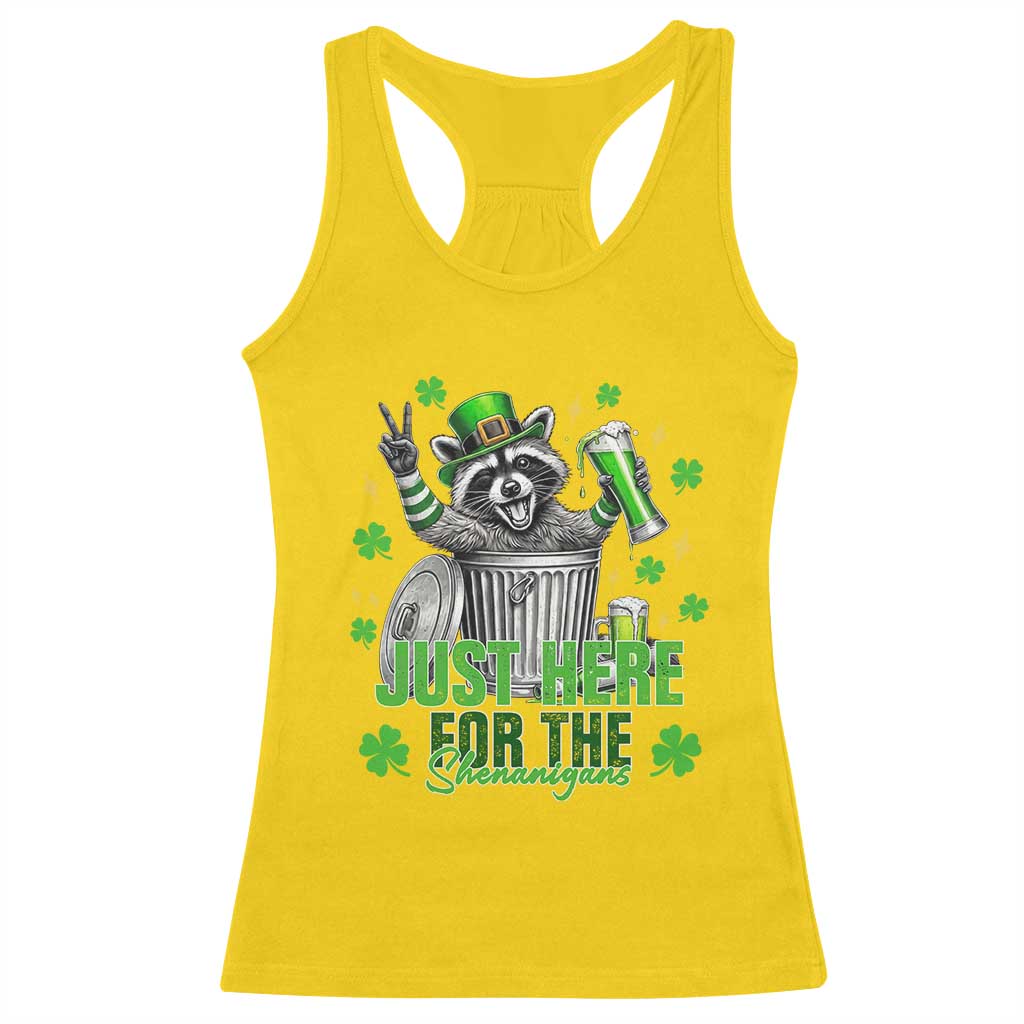 Funny Raccoon Drinking Beer St Patricks Day Racerback Tank Top Just Here For The Shenanigans TS14 Daisy Print Your Wear