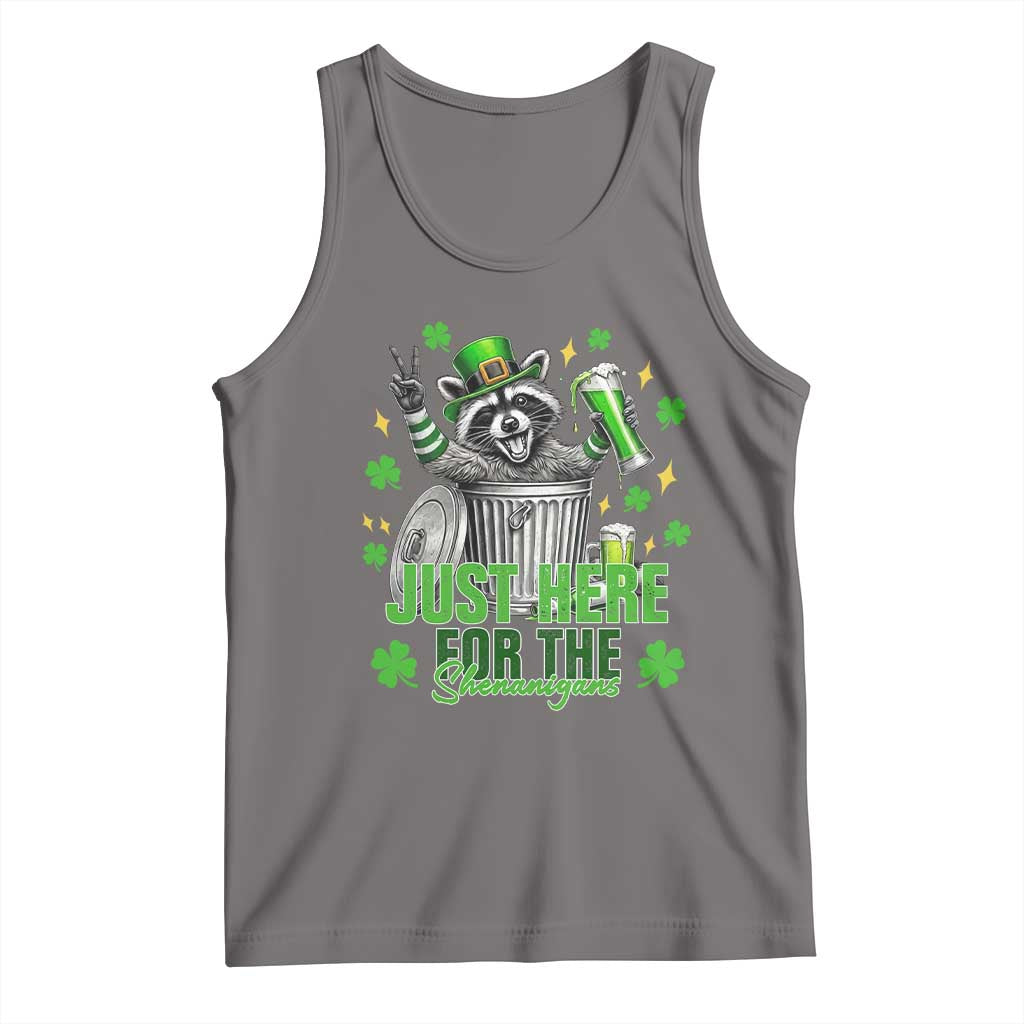 Funny Raccoon Drinking Beer St Patricks Day Tank Top Just Here For The Shenanigans TS14 Deep Heather Print Your Wear