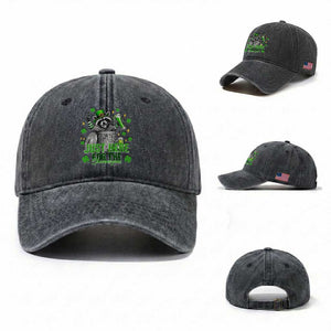 Funny Raccoon Drinking Beer St Patricks Day Washed Cotton Baseball Cap Just Here For The Shenanigans TS14 Washed Cap Universal Fit Dark Gray Print Your Wear