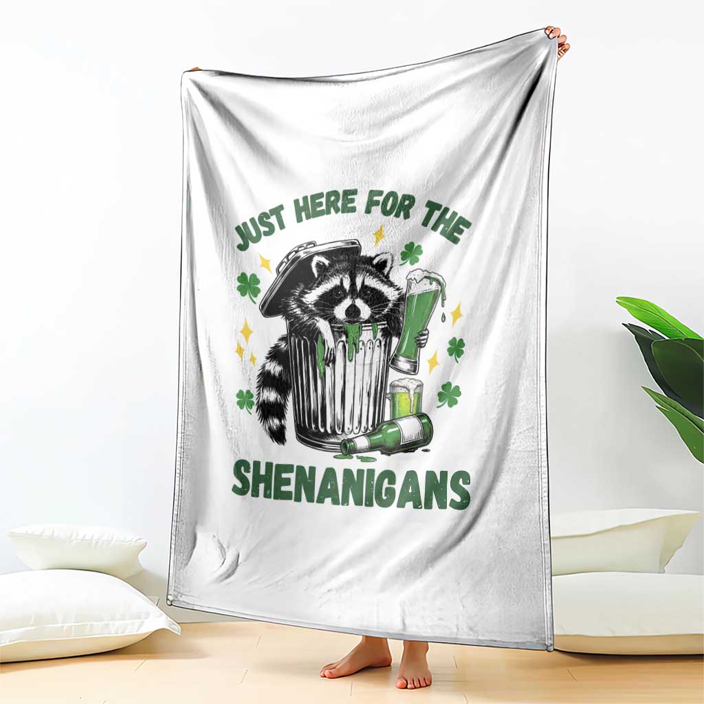 Funny Raccoon St Patricks Day Meme Throw Blanket Trash Panda Just Here For The Shenanigans TS14 Print Your Wear