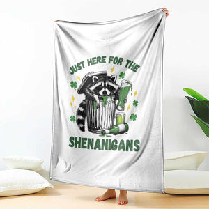 Funny Raccoon St Patricks Day Meme Throw Blanket Trash Panda Just Here For The Shenanigans TS14 Print Your Wear