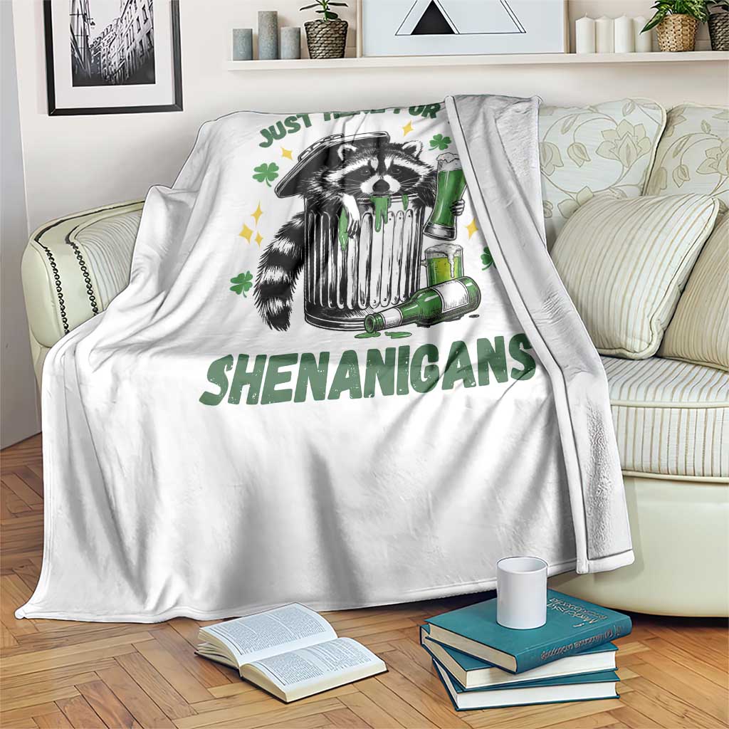 Funny Raccoon St Patricks Day Meme Throw Blanket Trash Panda Just Here For The Shenanigans TS14 Print Your Wear