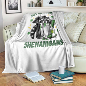 Funny Raccoon St Patricks Day Meme Throw Blanket Trash Panda Just Here For The Shenanigans TS14 Print Your Wear