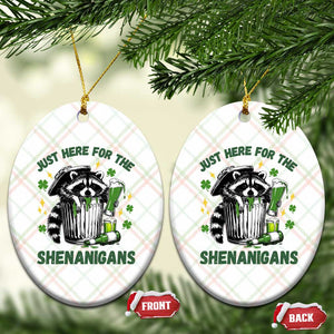 Funny Raccoon St Patricks Day Meme Ceramic Ornament Trash Panda Just Here For The Shenanigans TS14 Print Your Wear