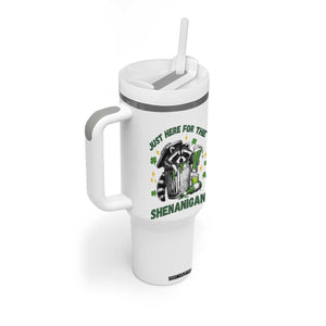 Funny Raccoon St Patricks Day Meme Tumbler With Handle Trash Panda Just Here For The Shenanigans TS14 Print Your Wear