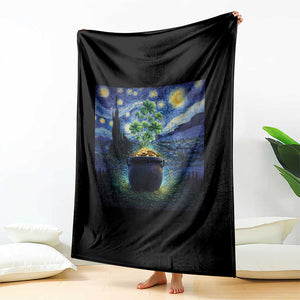 St Patricks Day Starry Night Shamrock Van Gogh Art Throw Blanket TS14 Print Your Wear