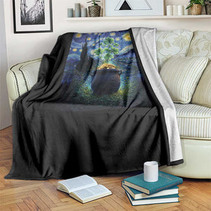 St Patricks Day Starry Night Shamrock Van Gogh Art Throw Blanket TS14 Print Your Wear