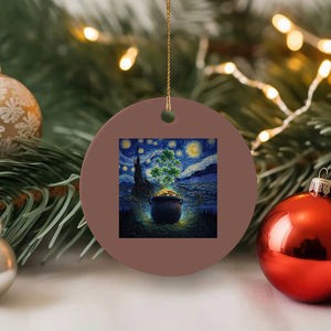 St Patricks Day Starry Night Shamrock Van Gogh Art Ceramic Ornament TS14 1pc Mocha Print Your Wear