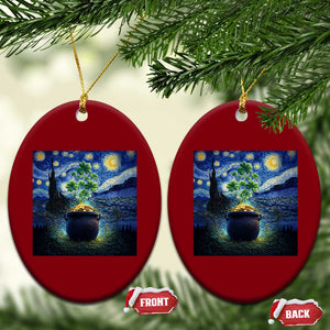 St Patricks Day Starry Night Shamrock Van Gogh Art Ceramic Ornament TS14 Print Your Wear