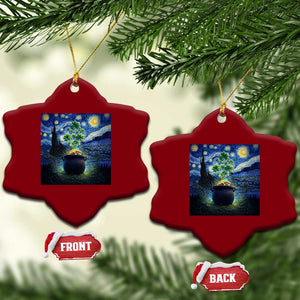 St Patricks Day Starry Night Shamrock Van Gogh Art Ceramic Ornament TS14 Print Your Wear