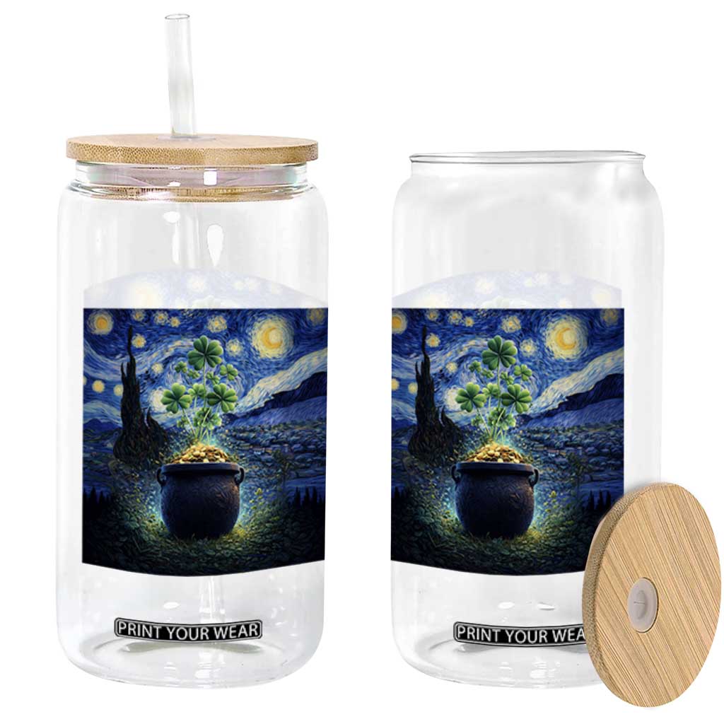 St Patricks Day Starry Night Shamrock Van Gogh Art Glass Can TS14 Print Your Wear