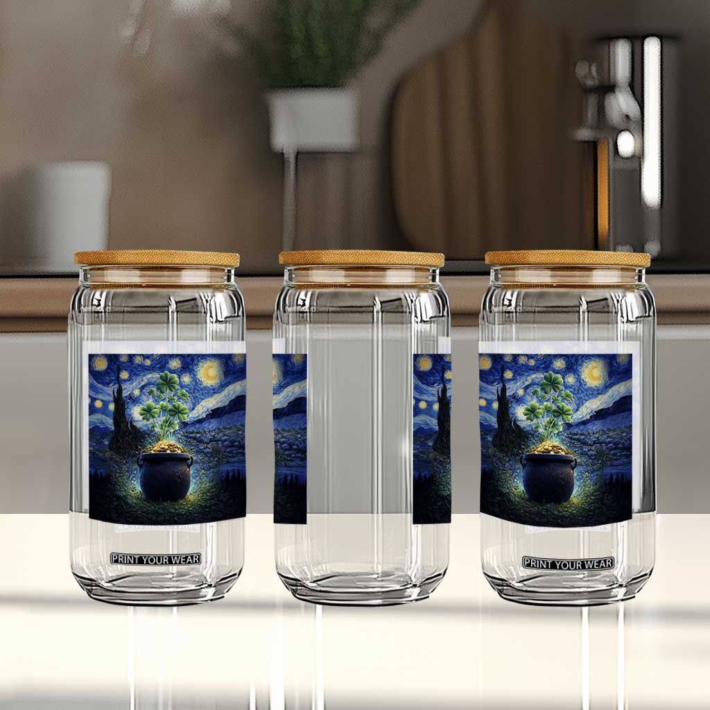 St Patricks Day Starry Night Shamrock Van Gogh Art Glass Can TS14 Print Your Wear