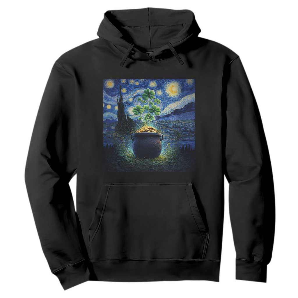 St Patricks Day Starry Night Shamrock Van Gogh Art Hoodie TS14 Black Print Your Wear
