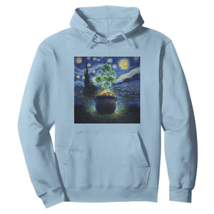 St Patricks Day Starry Night Shamrock Van Gogh Art Hoodie TS14 Light Blue Print Your Wear
