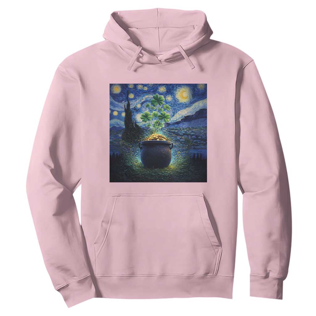 St Patricks Day Starry Night Shamrock Van Gogh Art Hoodie TS14 Light Pink Print Your Wear