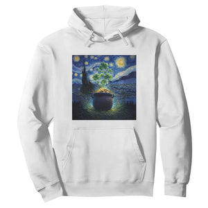 St Patricks Day Starry Night Shamrock Van Gogh Art Hoodie TS14 White Print Your Wear
