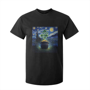 St Patricks Day Starry Night Shamrock Van Gogh Art T Shirt For Kid TS14 Black Print Your Wear