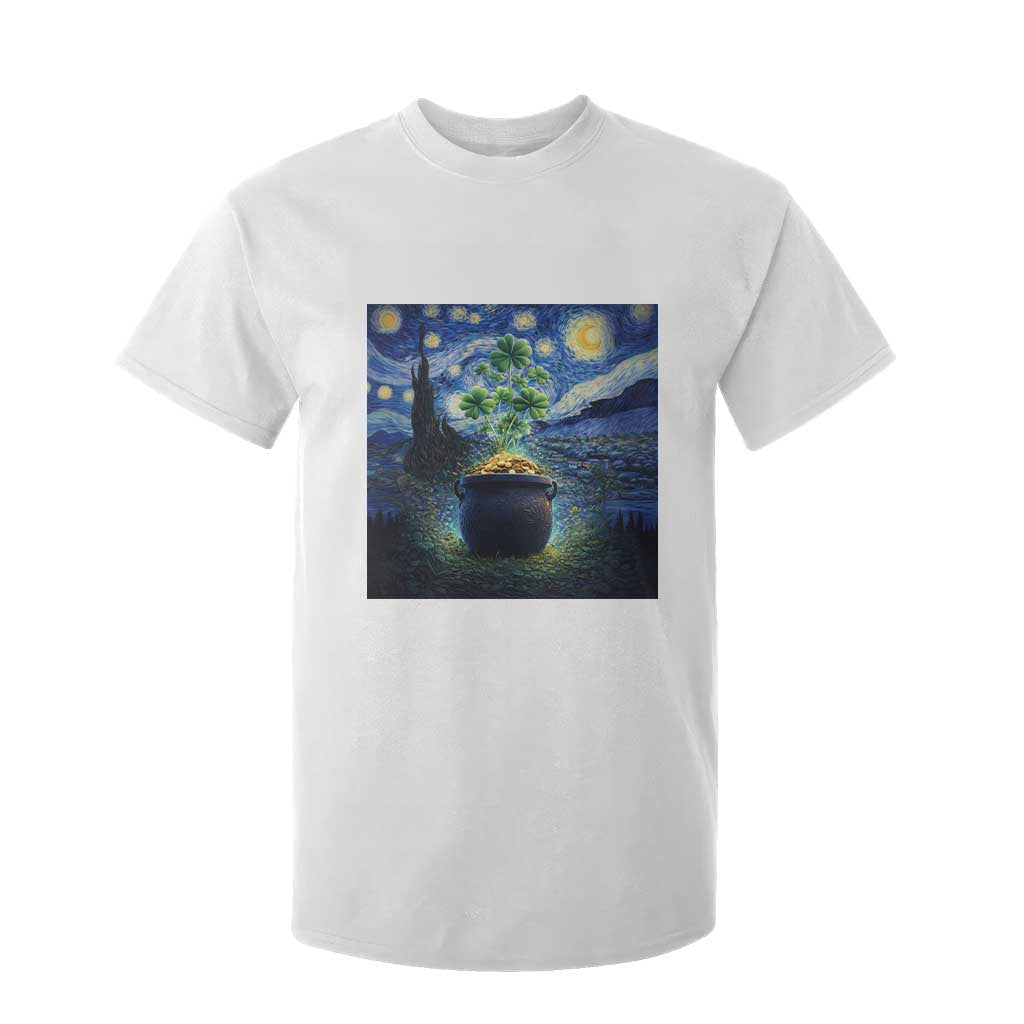 St Patricks Day Starry Night Shamrock Van Gogh Art T Shirt For Kid TS14 White Print Your Wear