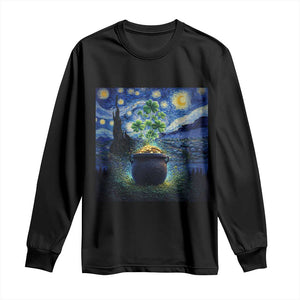 St Patricks Day Starry Night Shamrock Van Gogh Art Long Sleeve Shirt TS14 Black Print Your Wear