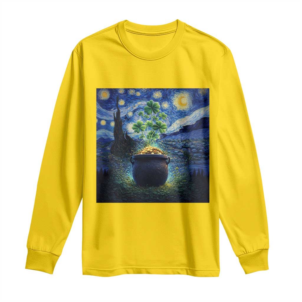 St Patricks Day Starry Night Shamrock Van Gogh Art Long Sleeve Shirt TS14 Daisy Print Your Wear