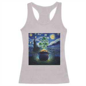 St Patricks Day Starry Night Shamrock Van Gogh Art Racerback Tank Top TS14 Ice Gray Print Your Wear