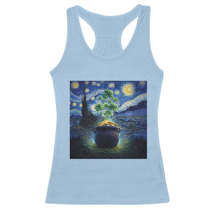 St Patricks Day Starry Night Shamrock Van Gogh Art Racerback Tank Top TS14 Light Blue Print Your Wear