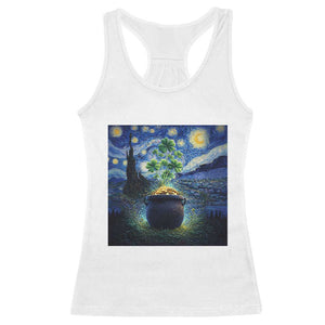 St Patricks Day Starry Night Shamrock Van Gogh Art Racerback Tank Top TS14 White Print Your Wear