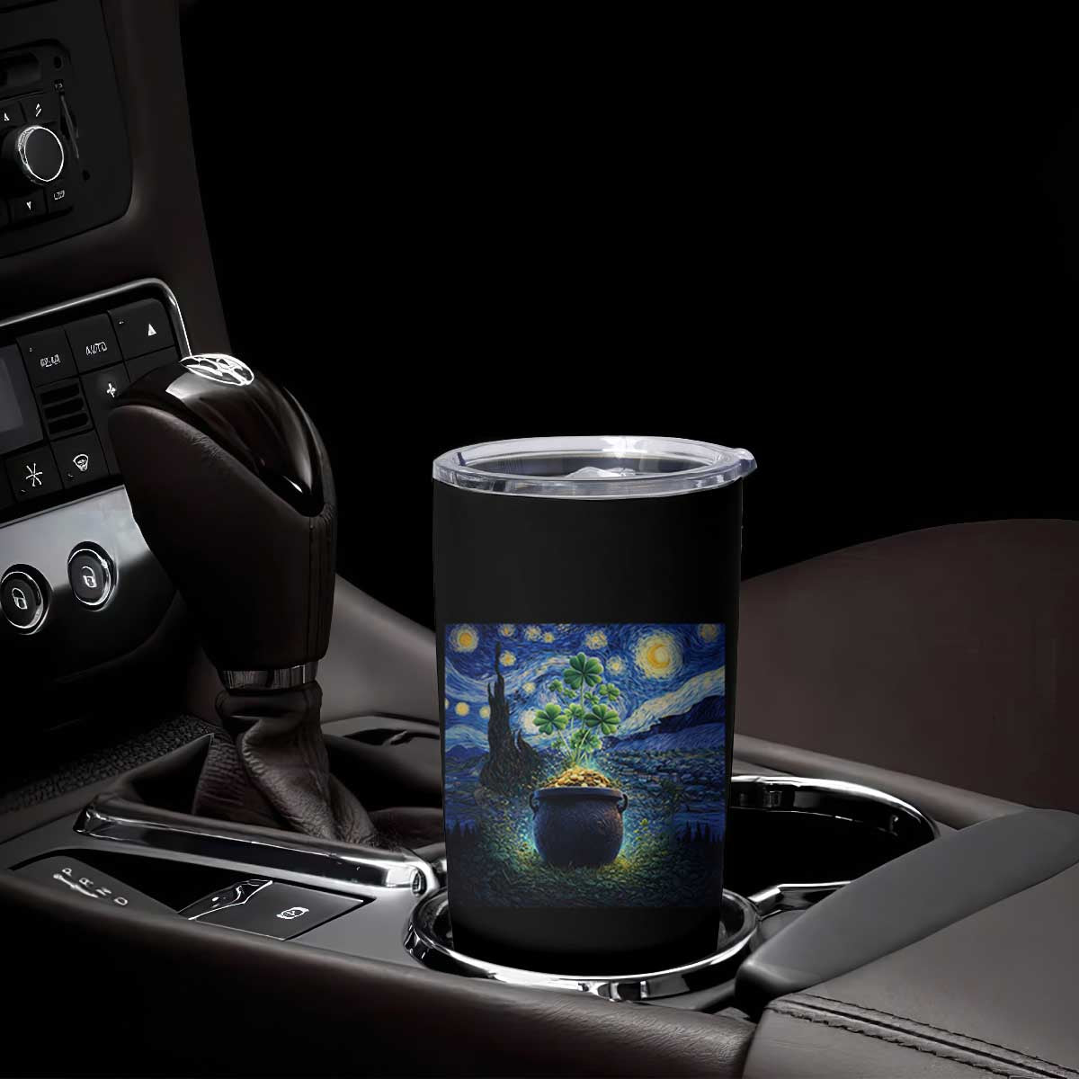 St Patricks Day Starry Night Shamrock Van Gogh Art Tumbler Cup TS14 Print Your Wear