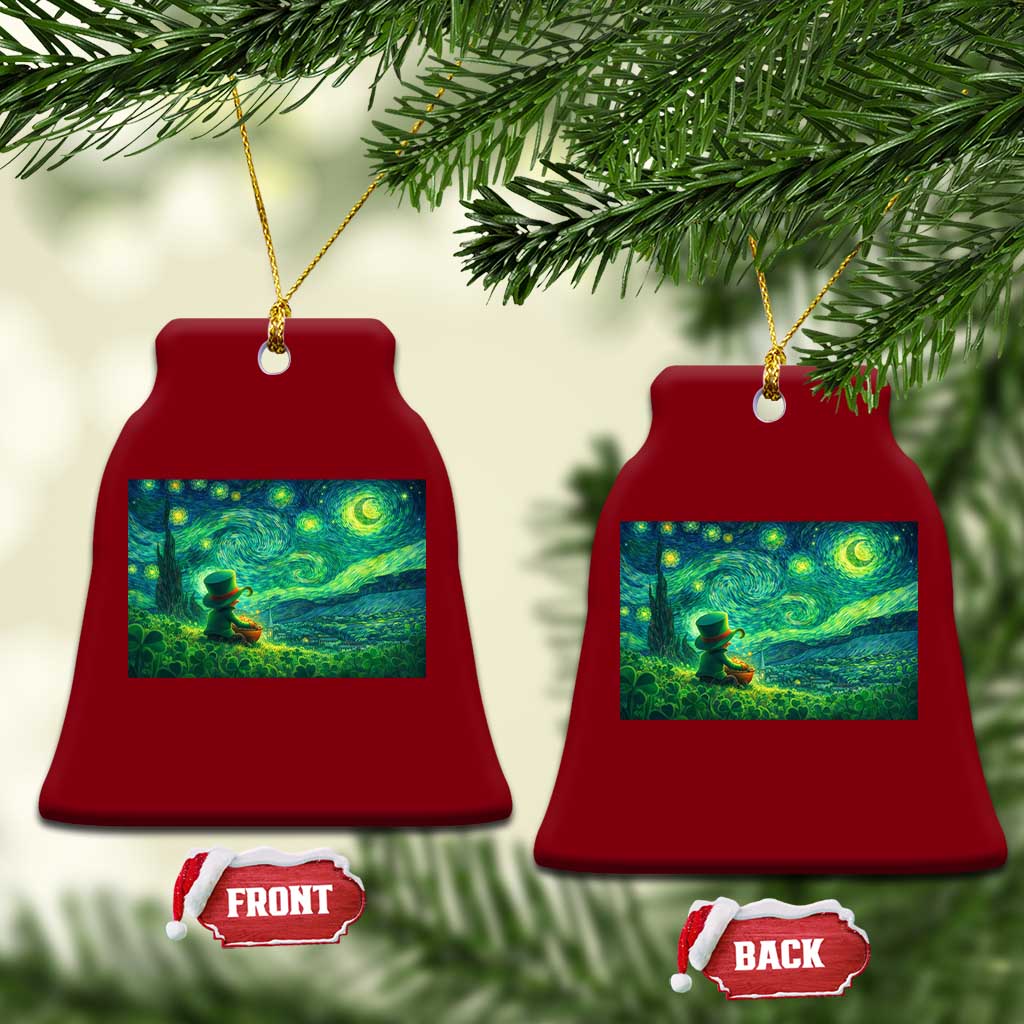 St Patricks Day Starry Night Leprechaun Shamrock Van Gogh Ceramic Ornament TS14 Print Your Wear