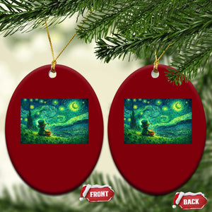 St Patricks Day Starry Night Leprechaun Shamrock Van Gogh Ceramic Ornament TS14 Print Your Wear