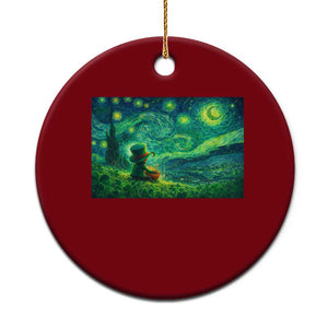 St Patricks Day Starry Night Leprechaun Shamrock Van Gogh Ceramic Ornament TS14 1pc Red Print Your Wear