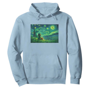 St Patricks Day Starry Night Leprechaun Shamrock Van Gogh Hoodie TS14 Light Blue Print Your Wear