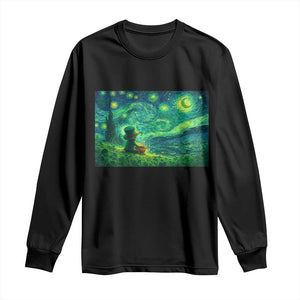 St Patricks Day Starry Night Leprechaun Shamrock Van Gogh Long Sleeve Shirt TS14 Black Print Your Wear
