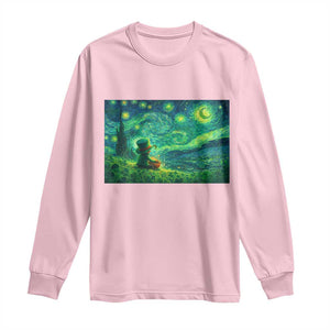 St Patricks Day Starry Night Leprechaun Shamrock Van Gogh Long Sleeve Shirt TS14 Light Pink Print Your Wear
