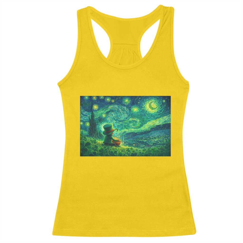 St Patricks Day Starry Night Leprechaun Shamrock Van Gogh Racerback Tank Top TS14 Daisy Print Your Wear