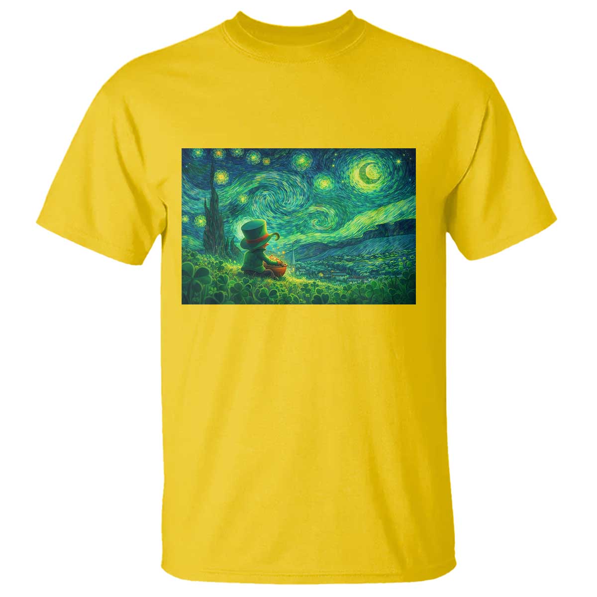 St Patricks Day Starry Night Leprechaun Shamrock T Shirt TS14 Daisy Print Your Wear