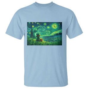 St Patricks Day Starry Night Leprechaun Shamrock T Shirt TS14 Light Blue Print Your Wear