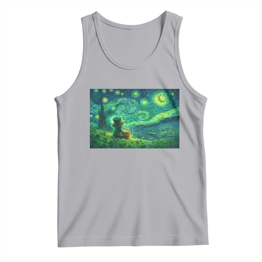 St Patricks Day Starry Night Leprechaun Shamrock Van Gogh Tank Top TS14 Athletic Heather Print Your Wear