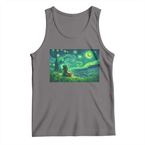 St Patricks Day Starry Night Leprechaun Shamrock Van Gogh Tank Top TS14 Deep Heather Print Your Wear