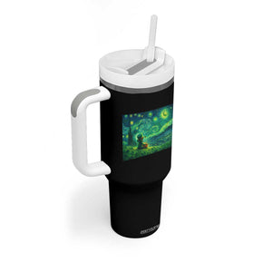 St Patricks Day Starry Night Leprechaun Shamrock Van Gogh Tumbler With Handle TS14 Print Your Wear