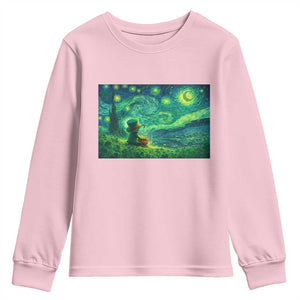 St Patricks Day Starry Night Leprechaun Shamrock Van Gogh Youth Sweatshirt TS14 Light Pink Print Your Wear