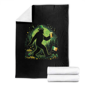 Funny Bigfoot St Patricks Day Throw Blanket Sasquatch Drinking Green Beer Lover TS14 Black Print Your Wear
