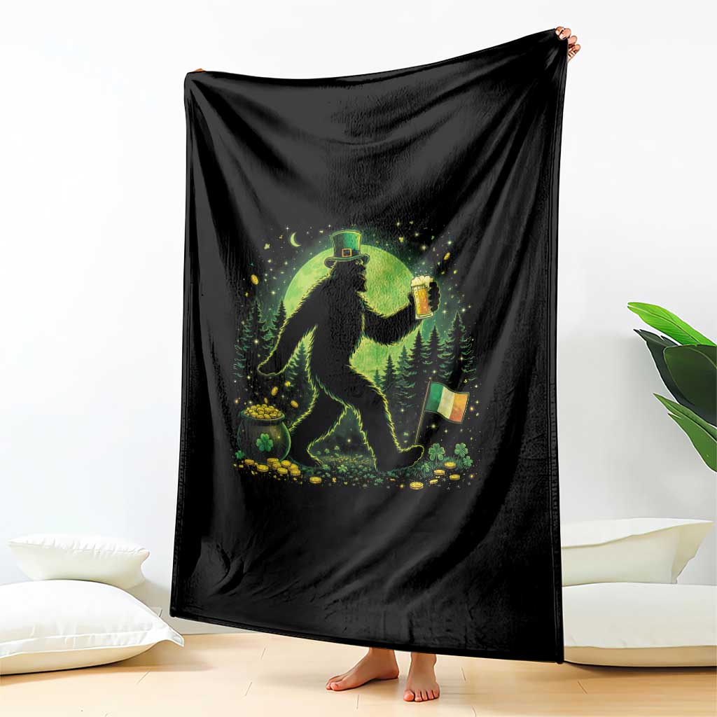 Funny Bigfoot St Patricks Day Throw Blanket Sasquatch Drinking Green Beer Lover TS14 Print Your Wear