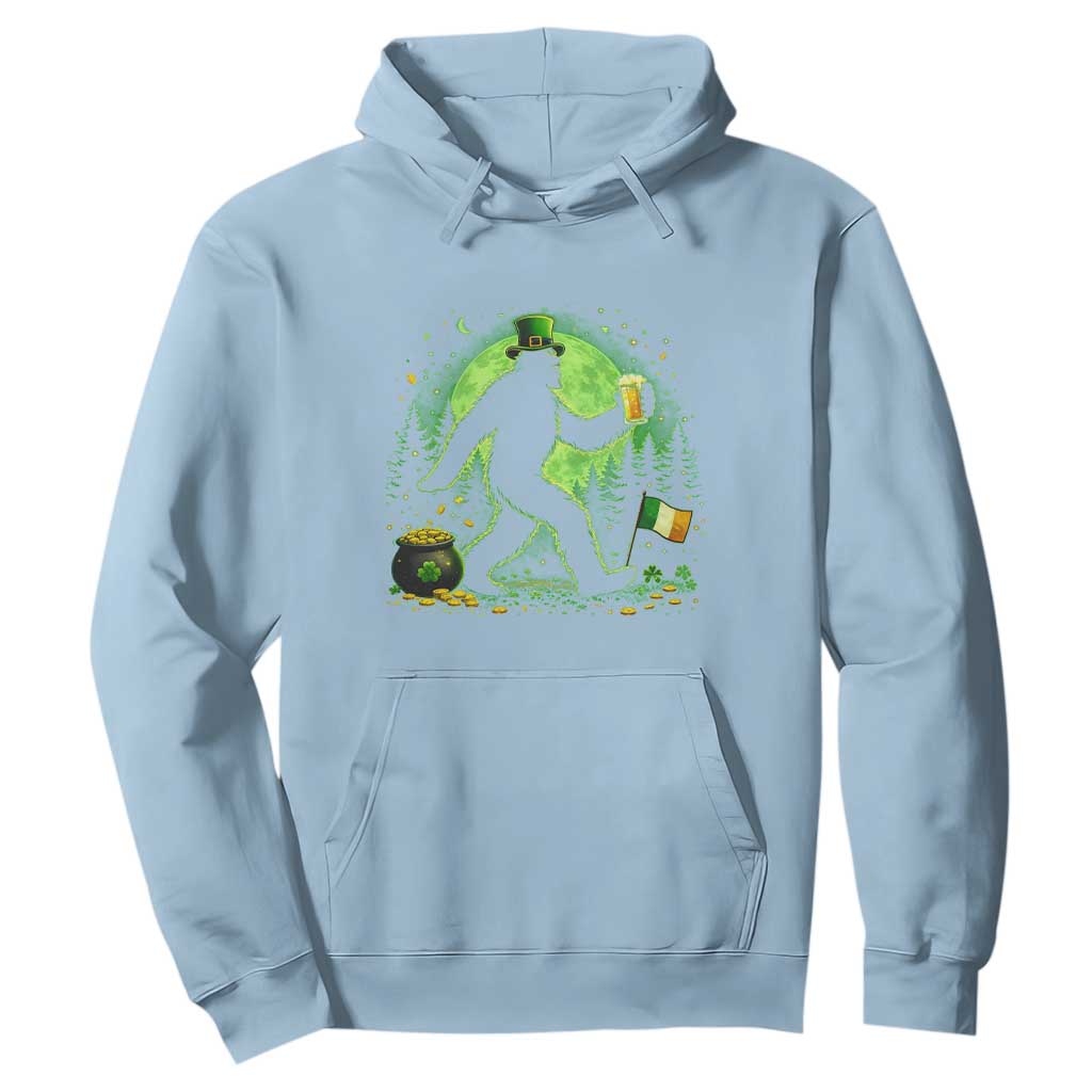 Funny Bigfoot St Patricks Day Hoodie Sasquatch Drinking Green Beer Lover TS14 Light Blue Print Your Wear