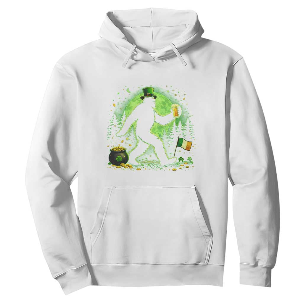 Funny Bigfoot St Patricks Day Hoodie Sasquatch Drinking Green Beer Lover TS14 White Print Your Wear