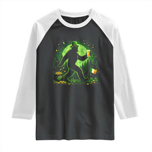 Funny Bigfoot St Patricks Day Raglan Shirt Sasquatch Drinking Green Beer Lover TS14 Black White Print Your Wear
