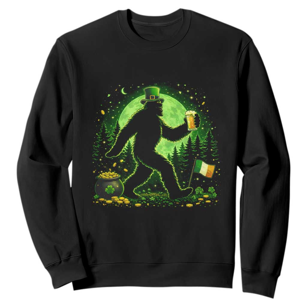 Funny Bigfoot St Patricks Day Sweatshirt Sasquatch Drinking Green Beer Lover TS14 Black Print Your Wear