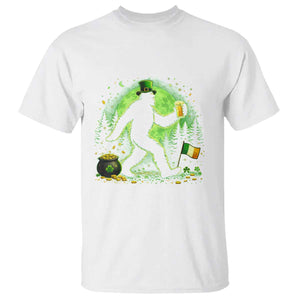 Funny Bigfoot St Patricks Day T Shirt Sasquatch Drinking Green Beer Lover TS14 White Print Your Wear